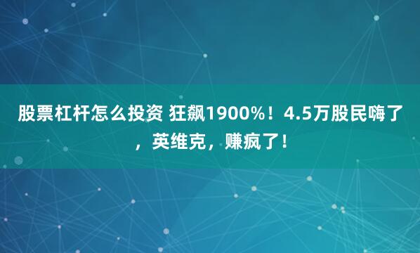 股票杠杆怎么投资 狂飙1900%！4.5万股民嗨了，英维克，赚疯了！