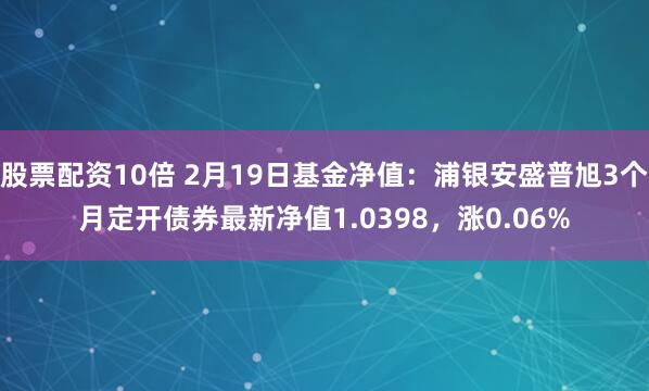 股票配资10倍 2月19日基金净值：浦银安盛普旭3个月定开债券最新净值1.0398，涨0.06%